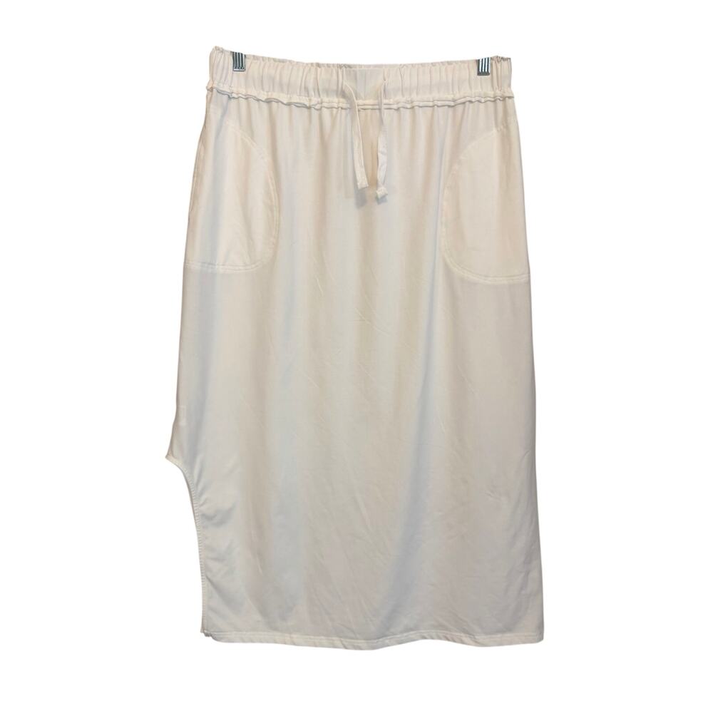 Minimalist Skirt L White Midi Drawstring Loungewear Casual Capsule Staple Beach